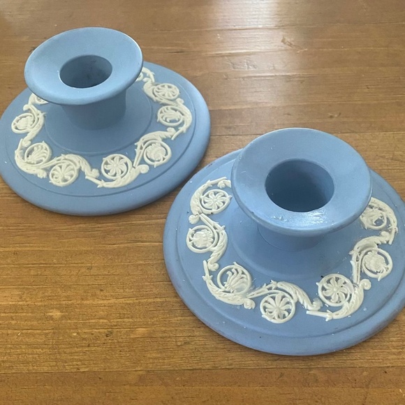 Other - Pair of Vintage Blue Wedgewood Candle Holders